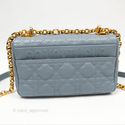 Dior Small Caro Bag Blue Supple Cannage Calfskin