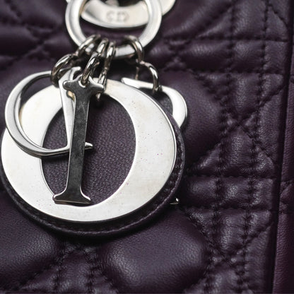 Christian Dior Medium Lady Dior Dark Purple Lambskin Silver Hardware