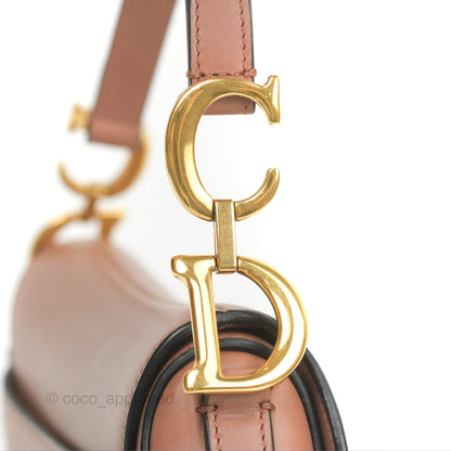 Christian Dior Mini Saddle Bag Rose Taupe Grained Calfskin Gold Hardware