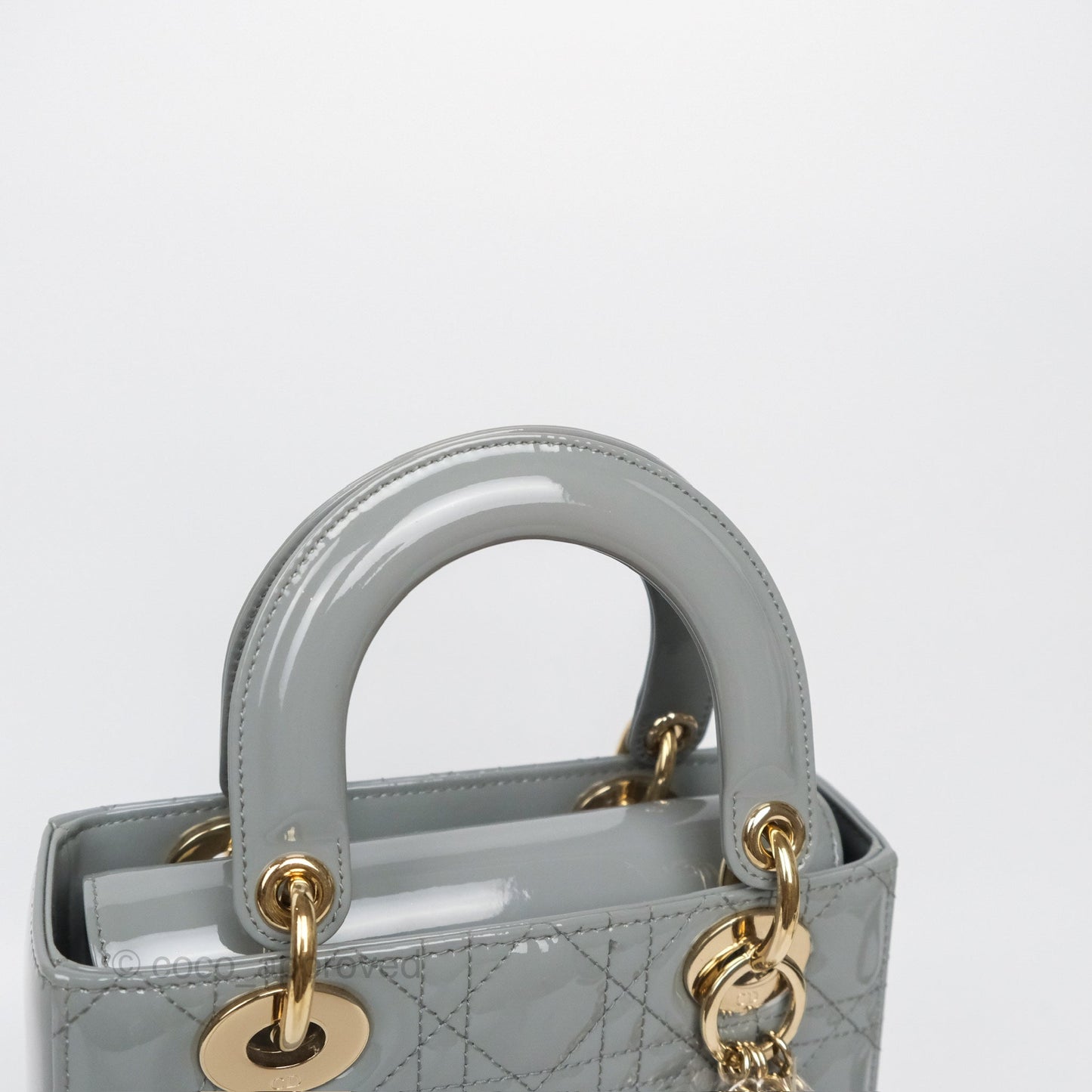Christian Dior Lady Dior Grey Patent Gold Hardware