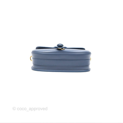 Christian Dior Medium Bobby Bag Blue Calfskin Gold Hardware
