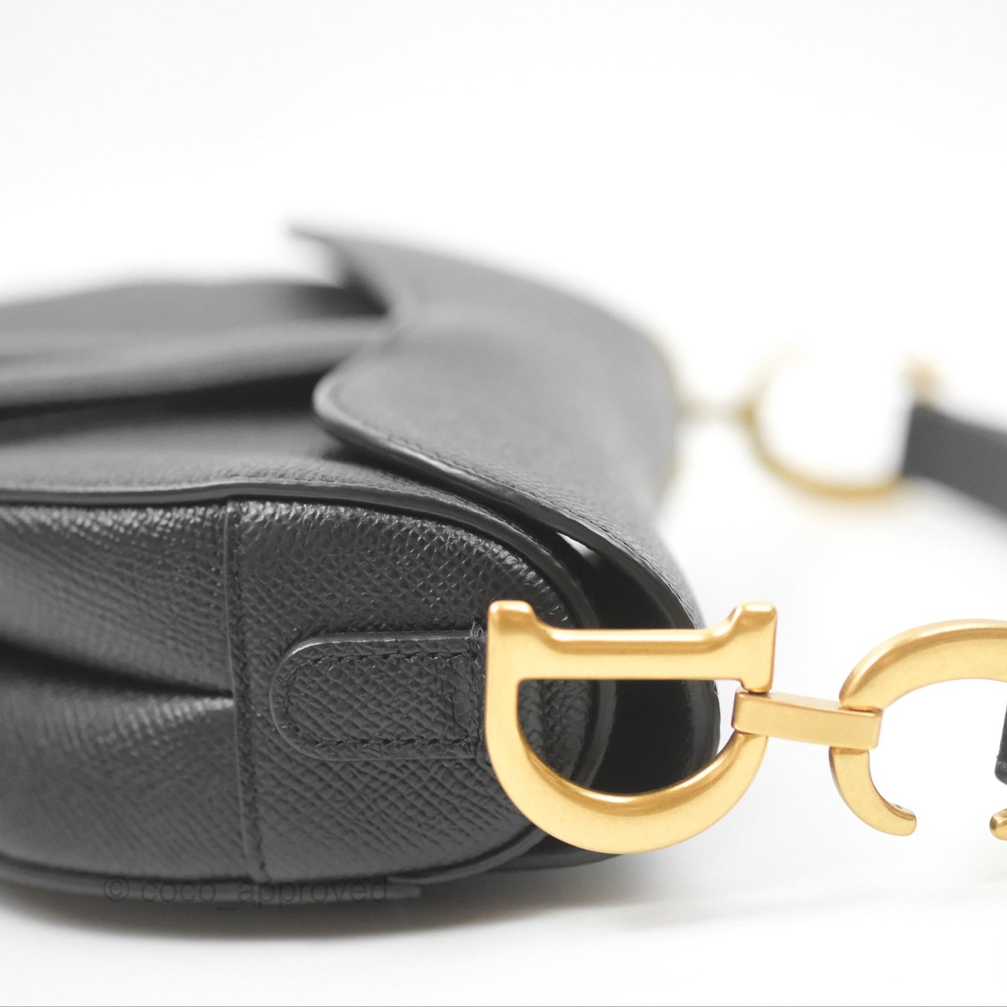 Christian Dior Mini Saddle Bag Black Grained Calfskin Gold Hardware
