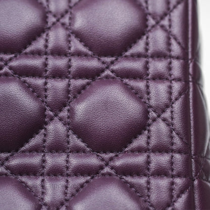 Christian Dior Medium Lady Dior Dark Purple Lambskin Silver Hardware