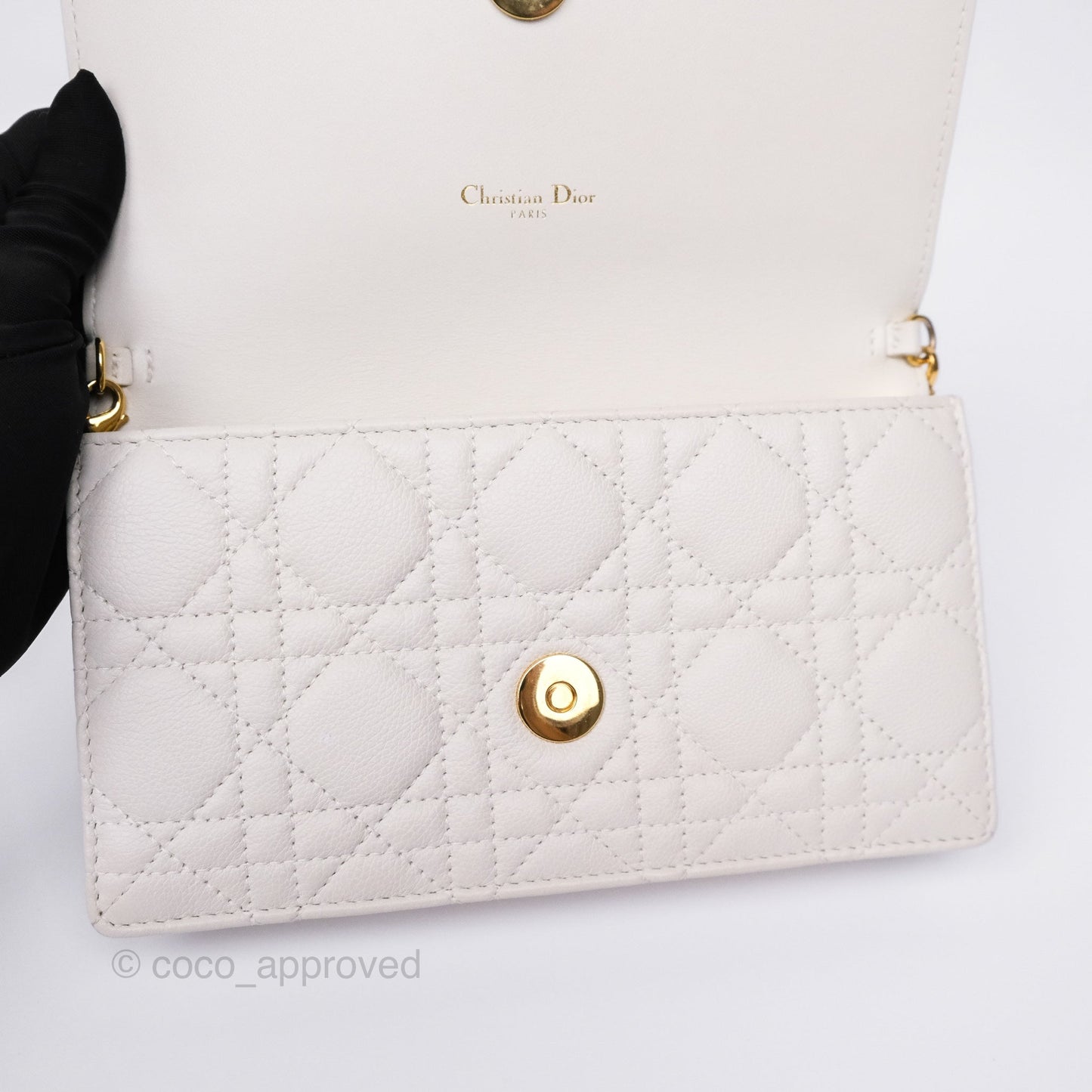 Dior Caro Pouch With Chain Latte Supple Cannage Calfskin