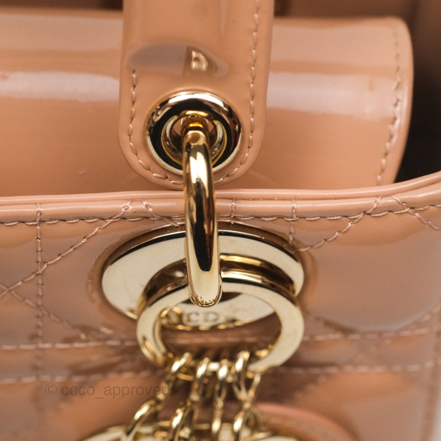Christian Dior Small Lady Dior My ABCDior Beige Patent Gold Hardware
