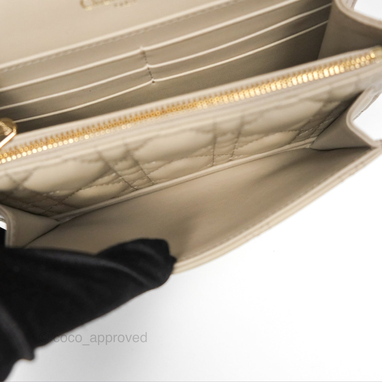 Christian Dior My Dior Daily Chain Pouch Sand-Colored Cannage Lambskin Gold Hardware