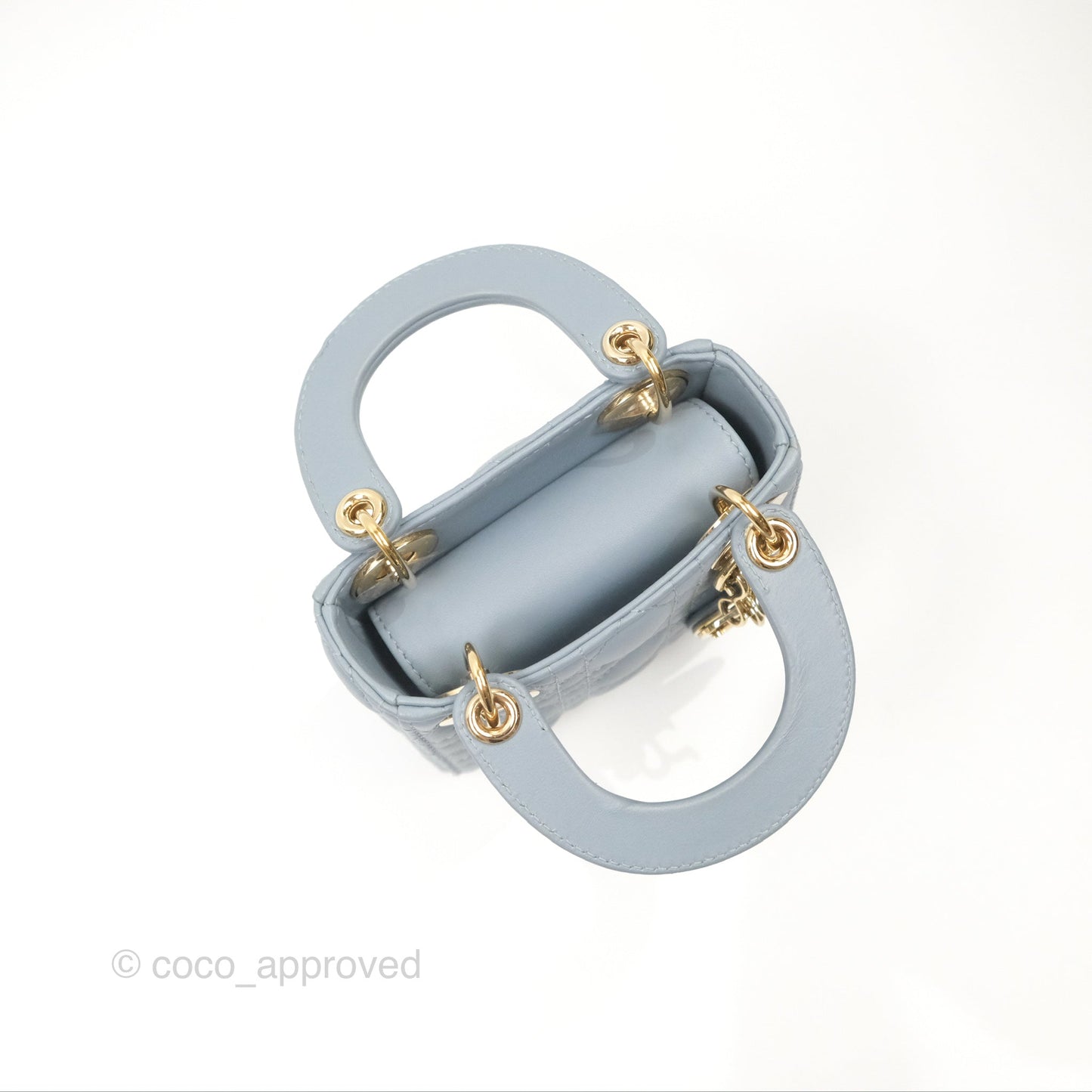 Christian Dior Micro Lady Dior Cannage Blue Grey Lambskin Gold Hardware