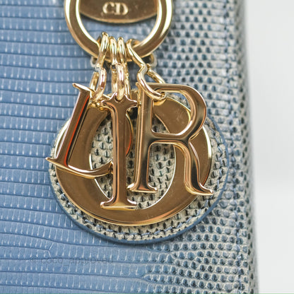 Christian Dior Mini Lady Dior Ombre Blue Lizard Gold Hardware