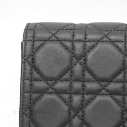 Christian Dior Lady Dior Small Clutch with Chain Lambskin So Black