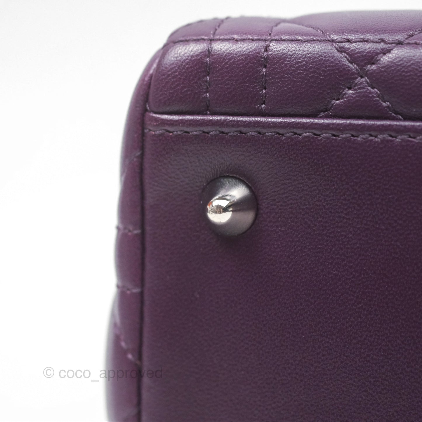 Christian Dior Medium Lady Dior Dark Purple Lambskin Silver Hardware