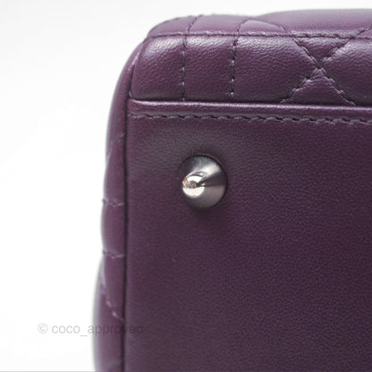 Christian Dior Medium Lady Dior Dark Purple Lambskin Silver Hardware