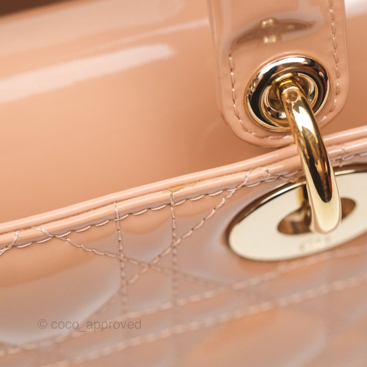 Christian Dior Small Lady Dior My ABCDior Beige Patent Gold Hardware
