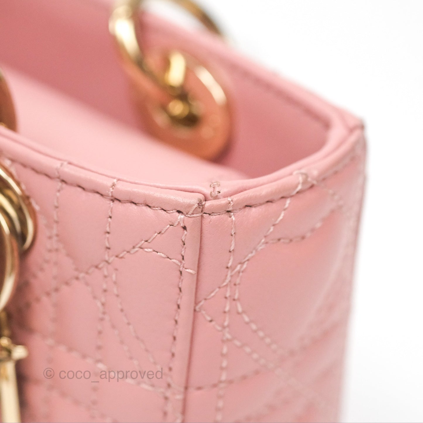 Christian Dior Lady D-Joy Micro Bag Antique Pink Lambskin Heart Quilted