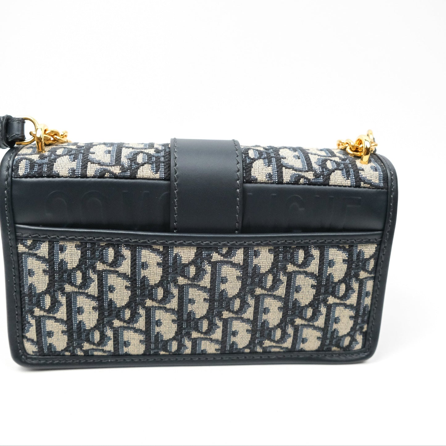 Dior 30 Montaigne East-West Bag With Chain Blue Dior Oblique Jacquard