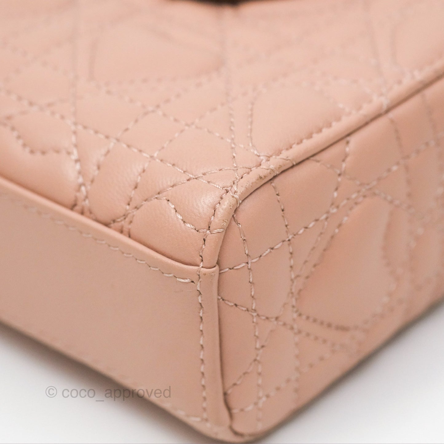 Christian Dior Medium Lady D-Joy Nude Pink Lambskin Heart Quilted