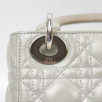 Christian Dior Mini Lady Dior Metallic Silver Nubuck Silver Hardware