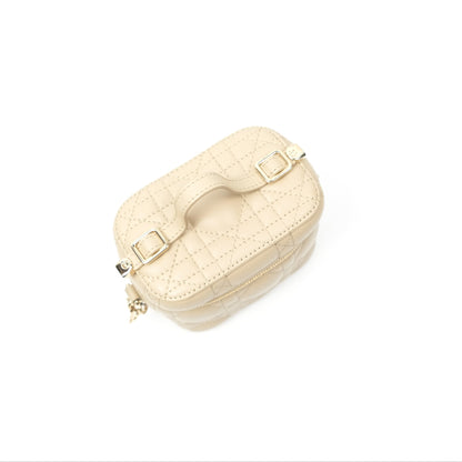 Christian Dior Micro Lady Dior Vanity Case Beige Cannage Lambskin