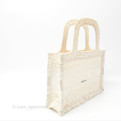 Dior Mini Book Tote Natural Macramé-Effect Embroidery