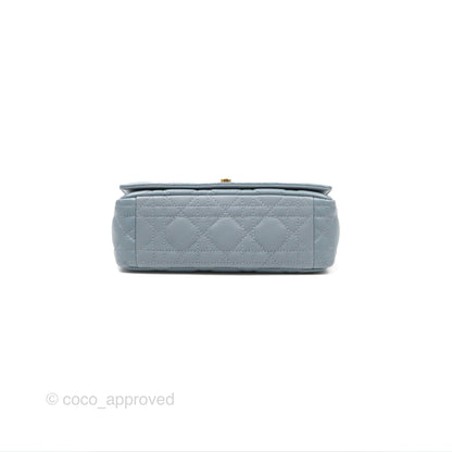 Dior Small Caro Bag Blue Supple Cannage Calfskin