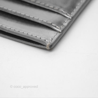Christian Dior Metallic Sliver Card Holder Silver Hardware