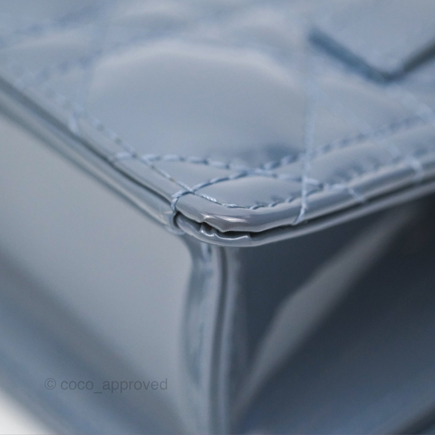 Christian Dior Nano Lady Dior Pouch Cloud Blue Cannage Patent