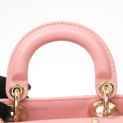 Christian Dior Lady D-Joy Micro Bag Antique Pink Lambskin Heart Quilted