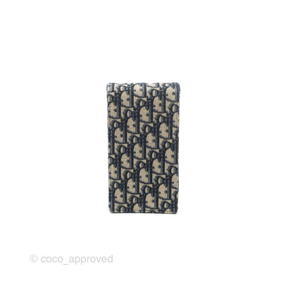 Dior Vertical Saddle Phone Holder Navy Oblique Canvas