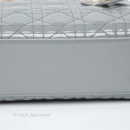 Christian Dior Lady Dior Grey Patent Gold Hardware