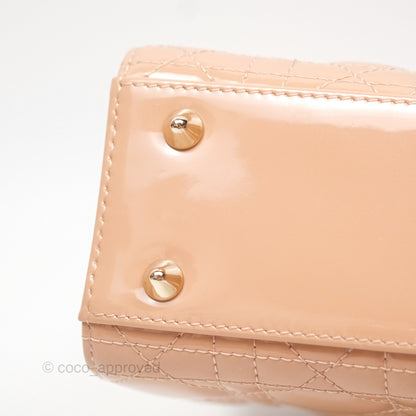 Christian Dior Small Lady Dior My ABCDior Beige Patent Gold Hardware