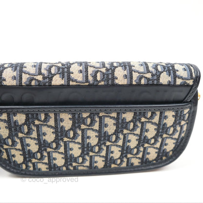 Christian Dior Bobby East-West Bag Blue Oblique Jacquard Canvas