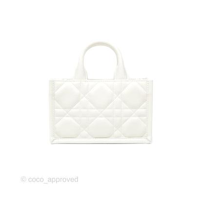 Christian Dior Mini Dior Book Tote Latte Macrocannage Calfskin Gold Hardware