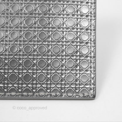 Christian Dior Metallic Sliver Card Holder Silver Hardware