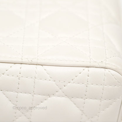 Christian Dior Cannage Mini Lady Dior White Gold Hardware