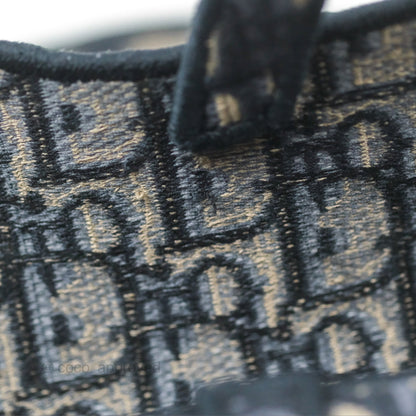 Christian Dior Navy Saddle Bag Dior Oblique Embroidery Gold Hardware