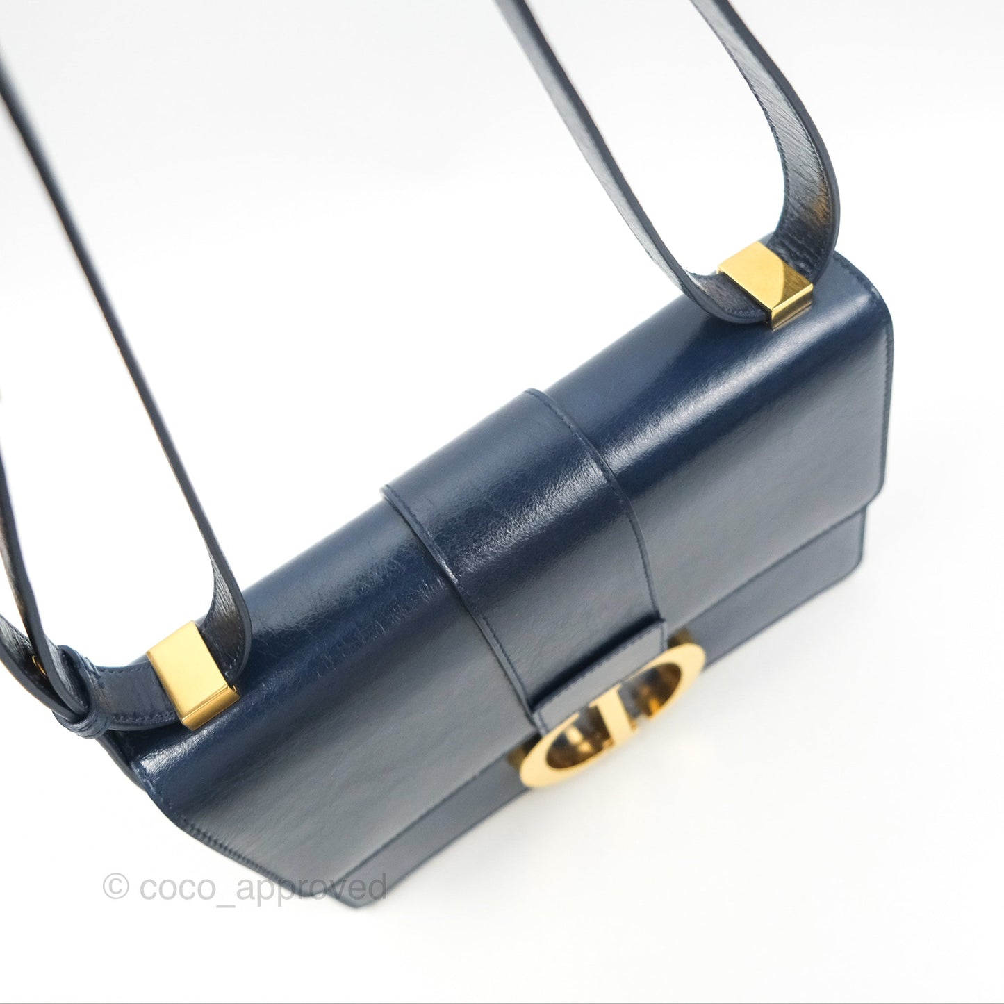 Dior 30 Montaigne Bag Navy Shiny Crinkled Lambskin