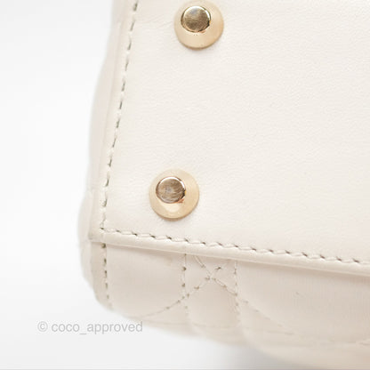 Christian Dior Cannage Mini Lady Dior White Gold Hardware
