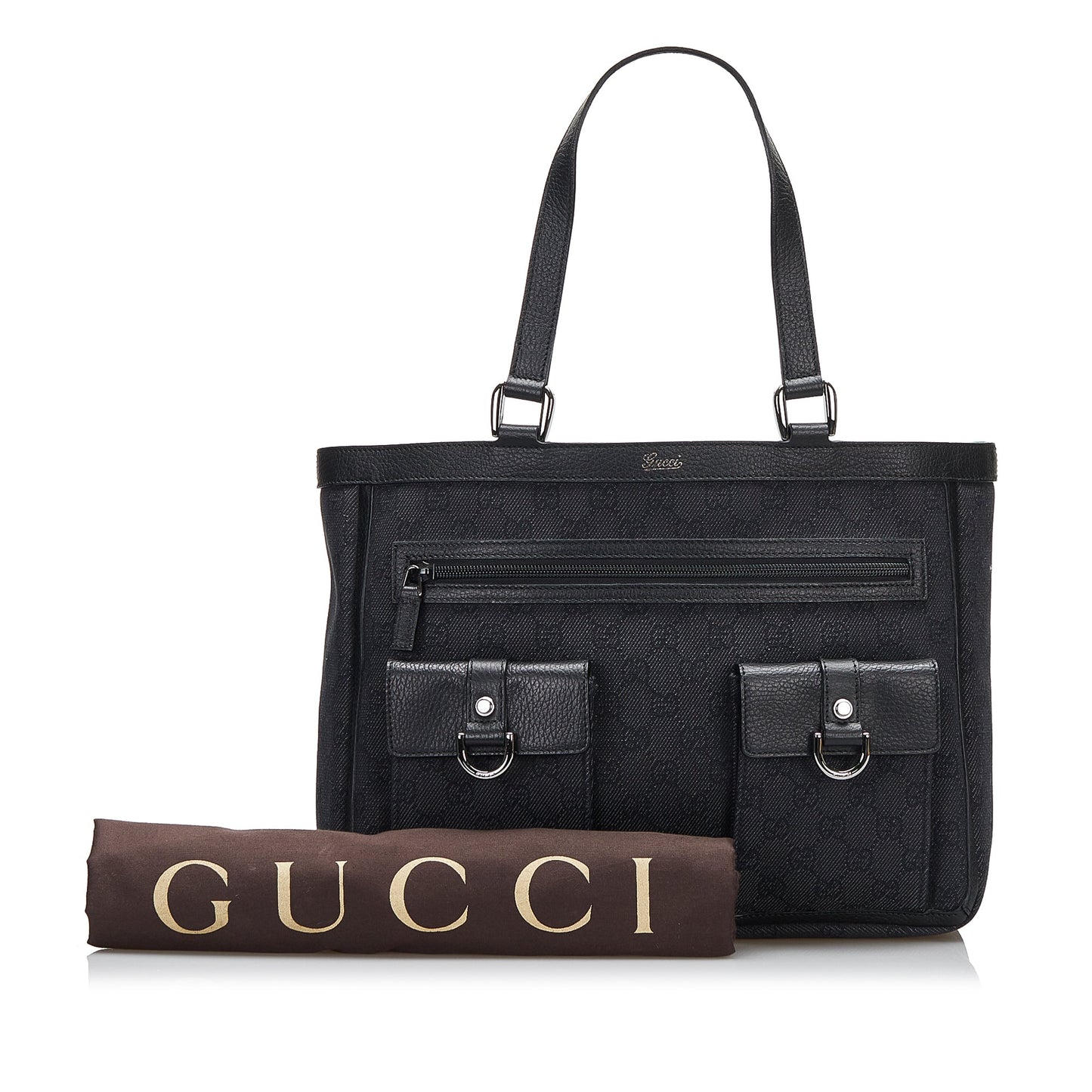 Gucci Abbey D-Ring Tote Bag Black GG Canvas