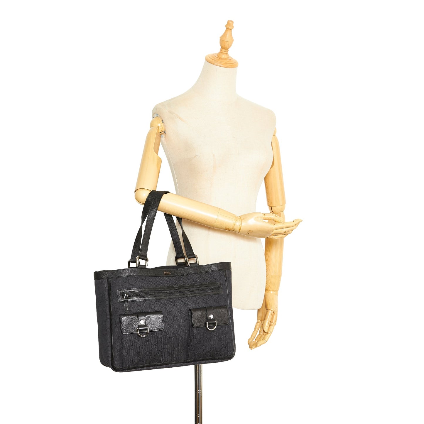 Gucci Abbey D-Ring Tote Bag Black GG Canvas