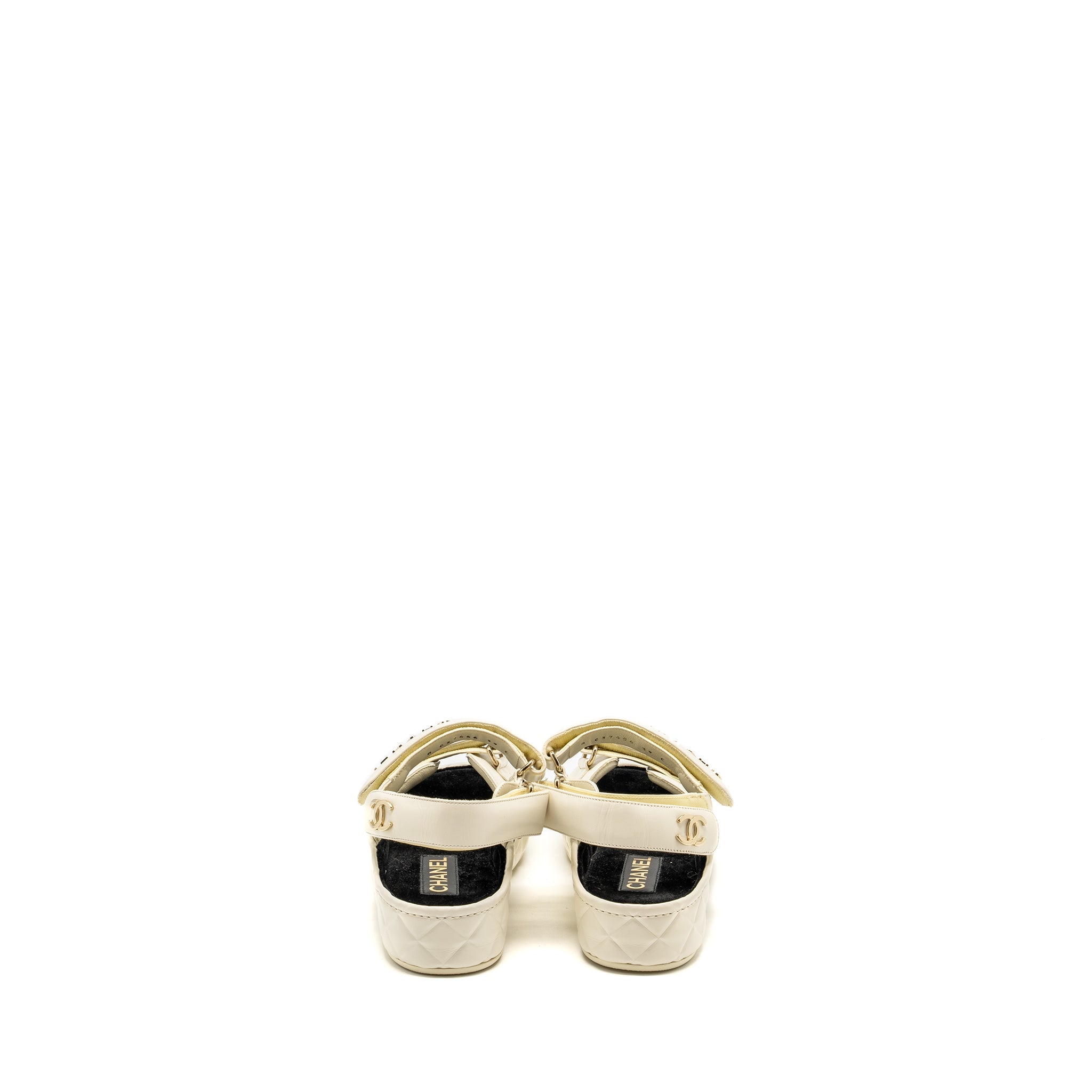 Chanel Size 39 21B CC and Letter Logo Sandals Shiny Calfskin