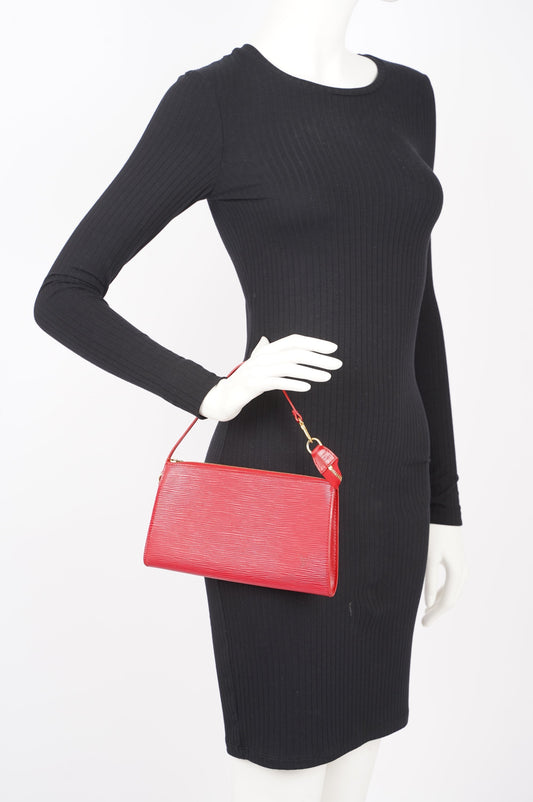 Louis Vuitton Womens Pochette Red Epi Leather