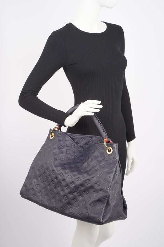 Louis Vuitton Womens Artsy Navy Empreinte Leather MM