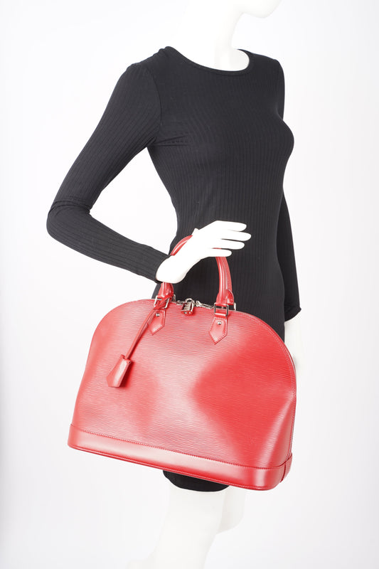 Louis Vuitton Womens Alma Red Epi Leather PM