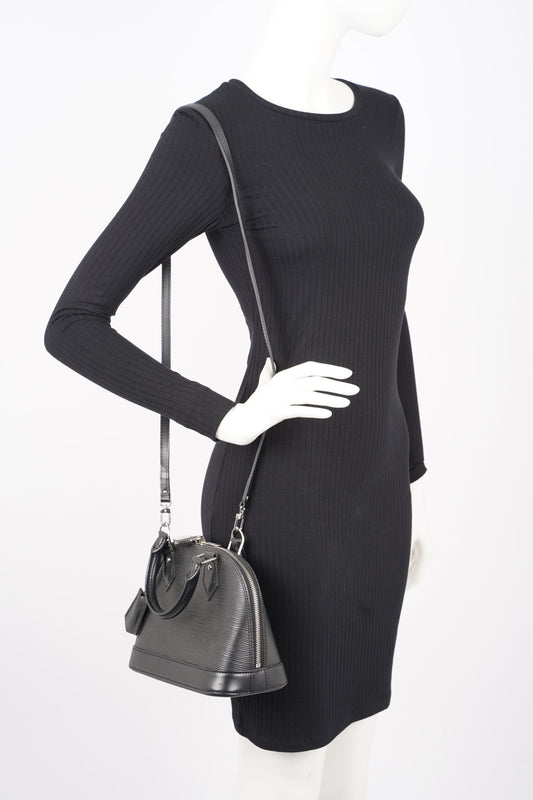 Louis Vuitton Womens Alma Black Epi Leather BB