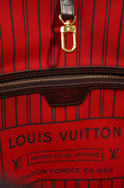 Louis Vuitton Womens Neverfull Bag Damier Ebene Canvas MM
