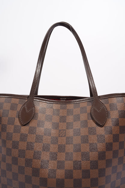 Louis Vuitton Womens Neverfull Bag Damier Ebene Canvas MM