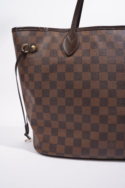 Louis Vuitton Womens Neverfull Bag Damier Ebene Canvas MM