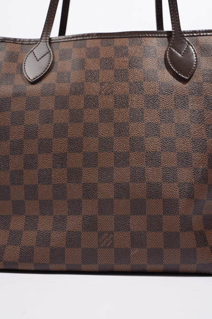 Louis Vuitton Womens Neverfull Bag Damier Ebene Canvas MM