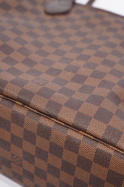 Louis Vuitton Womens Neverfull Bag Damier Ebene Canvas MM