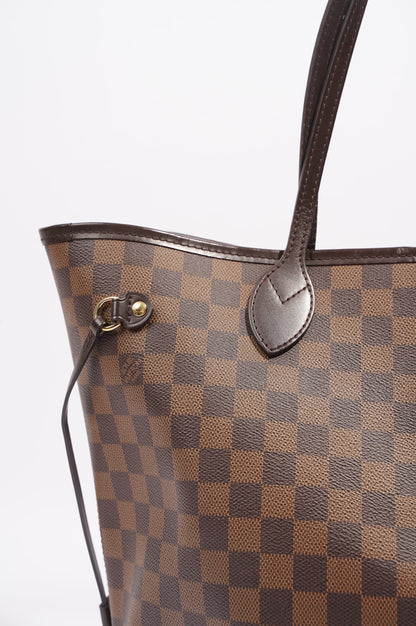 Louis Vuitton Womens Neverfull Bag Damier Ebene Canvas MM