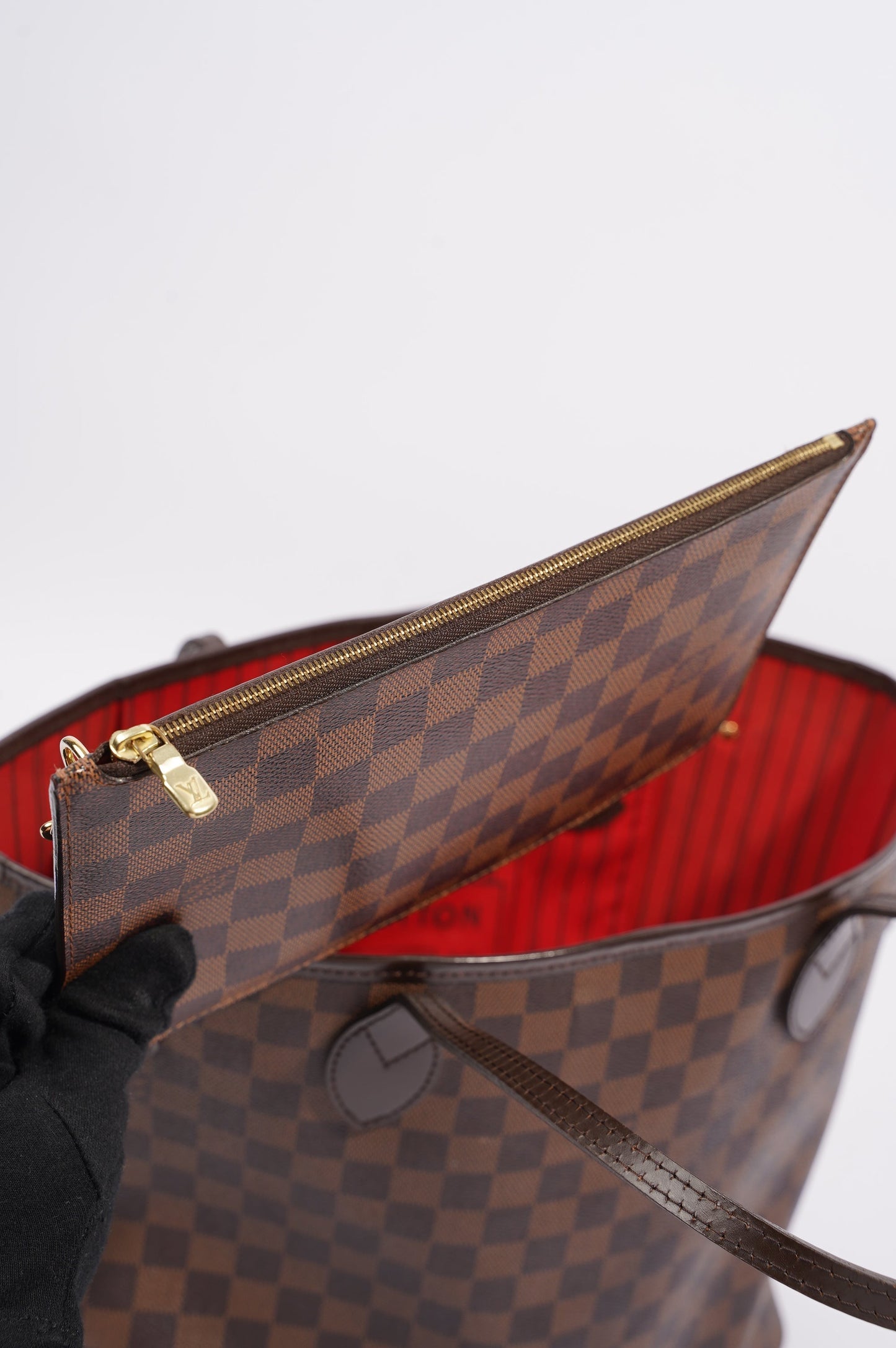 Louis Vuitton Womens Neverfull Bag Damier Ebene Canvas MM